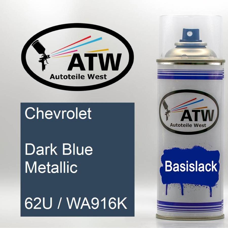 Chevrolet, Dark Blue Metallic, 62U / WA916K: 400ml Sprühdose, von ATW Autoteile West.